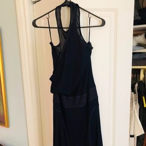 Navy Halter Jersey Style with Lavender Stitching
